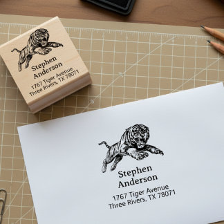 Mighty Tiger Return Address Stamp Gummistempel