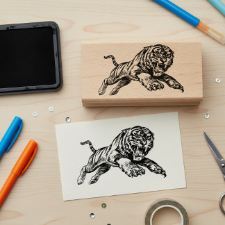 Mighty Tiger Wooden Art Stamp Gummistempel