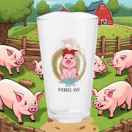 mignon amoureux de porc ajouter nom Verre