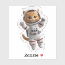 Mignon autocollant découpé d'astronaute félin en 3