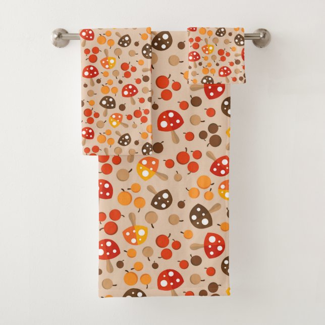 mignon automne motif de champignon saisonnier carr (En situation)