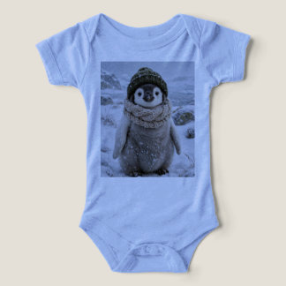 Mignon bébé manchot en écharpe d'hiver