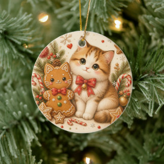 Mignon Chat en Pain d'Épice Ornement de Noël pour