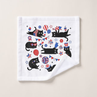 Mignon Chat Noir Drapeau USA Feu d'Artifice Patrio