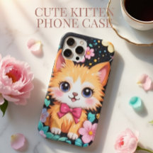 Mignon Chaton Nœud Rose Floral Noir Paillettes Art