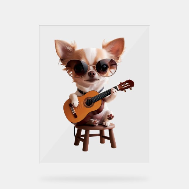 mignon chihuahua jouant de la guitare classique de (Recto)