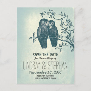 mignon chouettes couple enregistrer la date cartes