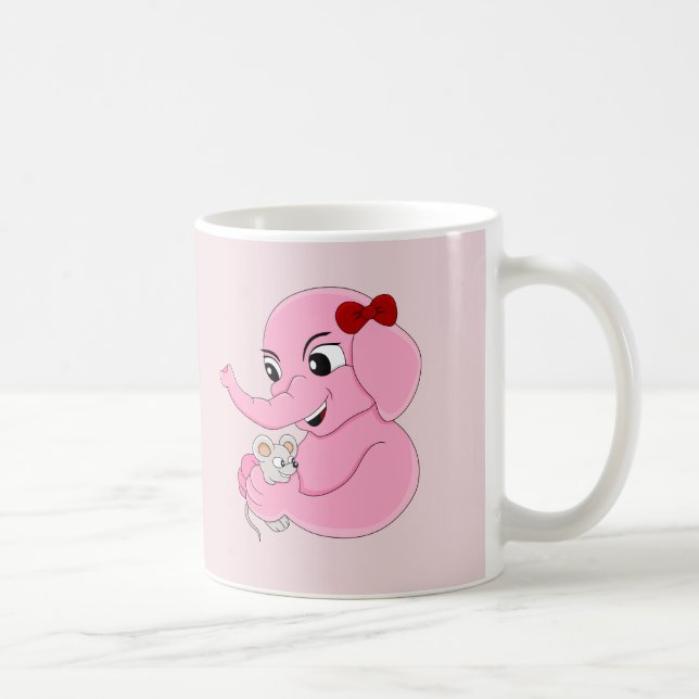Mignon éléphant fille dessin animé tasse à café (Droite)