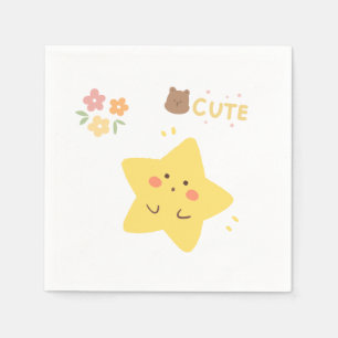 : Mignon Étoile Jaune Kawaii Serviette en Papier