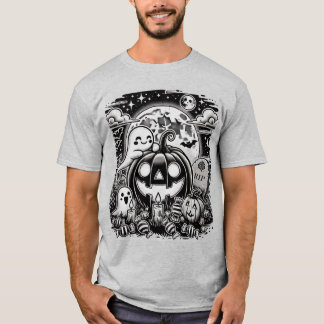 Mignon Fantôme d'Halloween et T-shirt Citrouille