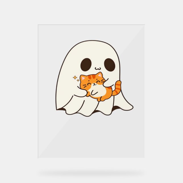 Mignon fantôme et chat, T-shirt classique Hallowee (Recto)