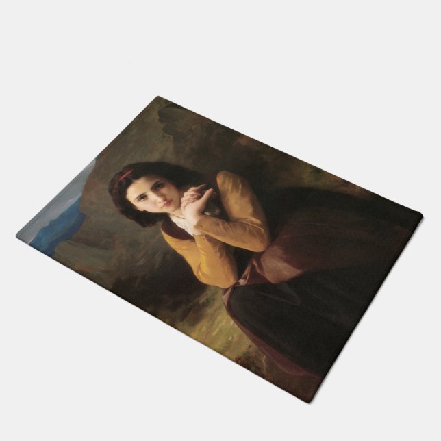 Mignon Innocence Adoleszenz Girl, Bouguereau Fußmatte (Schrägansicht)