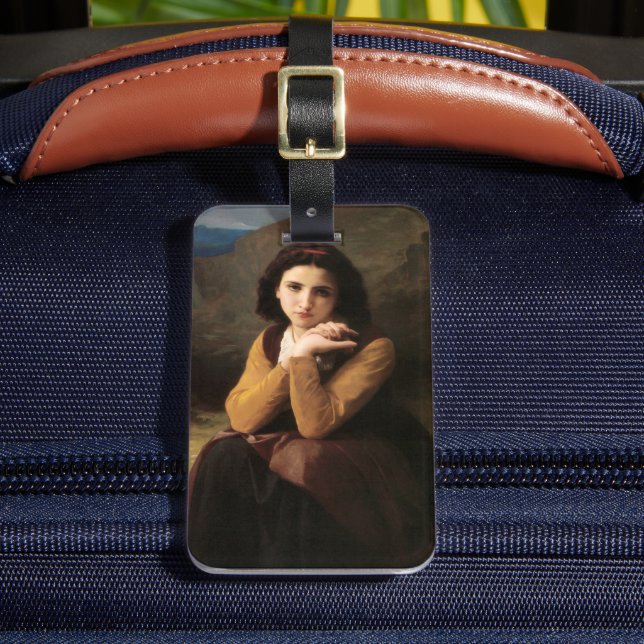 Mignon Innocence Adoleszenz Girl, Bouguereau Gepäckanhänger (Vorderseite Insitu 2)