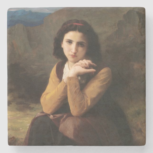 Mignon Innocence Adoleszenz Girl, Bouguereau Steinuntersetzer (Vorderseite)