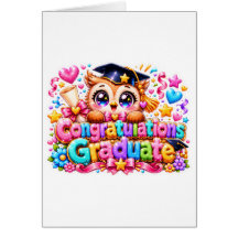 Mignon Kawaii Félicitations Diplômé Hibou Pastel P