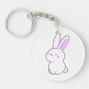 Mignon Kawaii Pastel Violet Lapin Assis en Acryliq