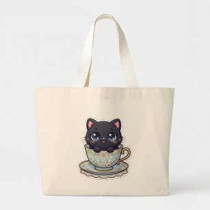 Mignon Kawaii Sac Fourre-Tout en Crème à Motif Cha