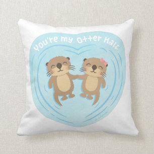 Mignon Mon Demi-Loutre Amour Humour Coussin Jeté