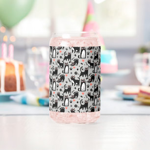 Mignon motif sans couture de chat noir sur fond gr
