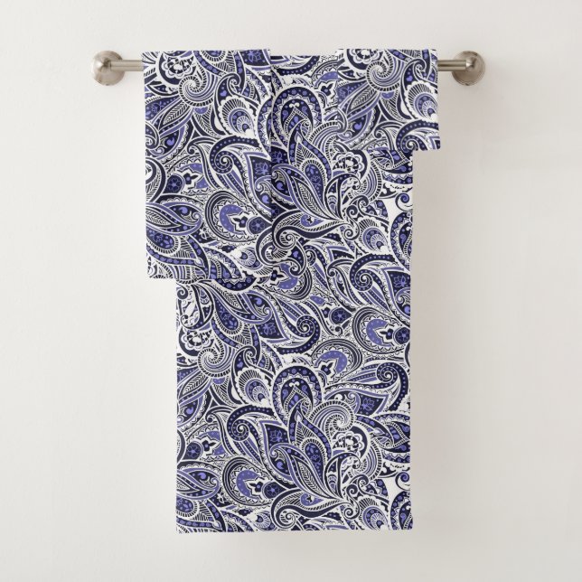 Mignon motifs paisley blanc bleu design (En situation)