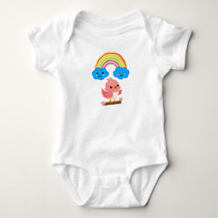 Mignon Oiseau Rose & Body Manches Courtes Bébé Arc