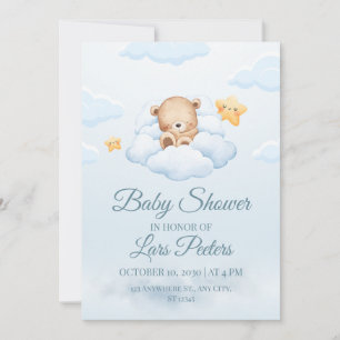 Mignon ours en peluche dormant sur une invitation