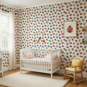 Mignon Papier Peint Enfant Motif Coccinelle Coloré