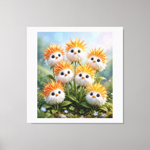 Mignon Poulet Fantastique Fleurs Toile Étirée Mur