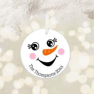 Mignon Snowman visage Ornement personnalisé