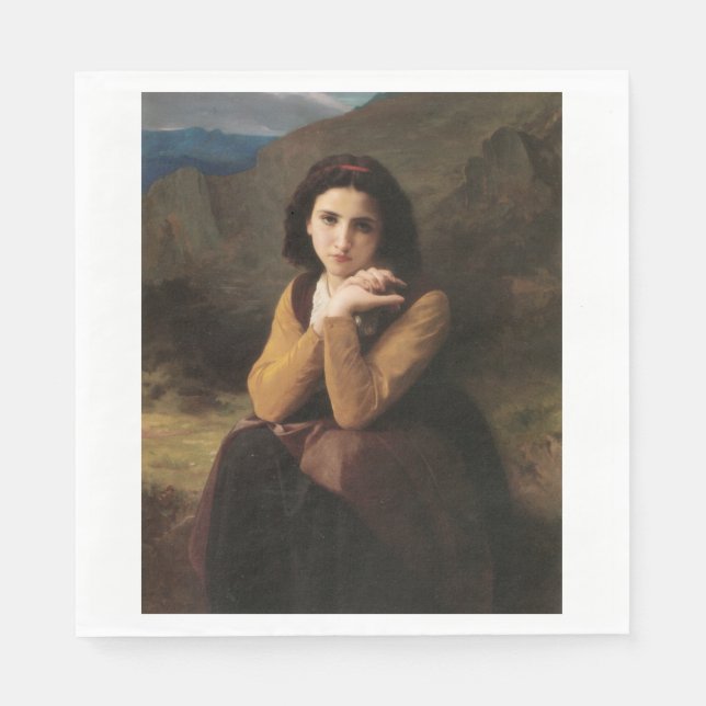 Mignon (Sweet Young French Girl) (von Bouguereau) Serviette (Vorderseite)
