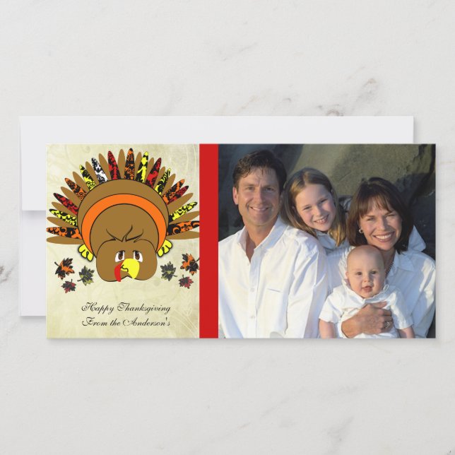 Mignon Turquie Thanksgiving Carte photo familial (Devant)