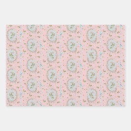 Mignonette Strawberries Blush Pink Wrapping Paper Geschenkpapier Set