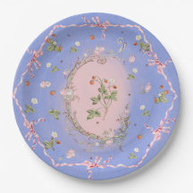 Mignonette Strawberries French Blue Large Plate