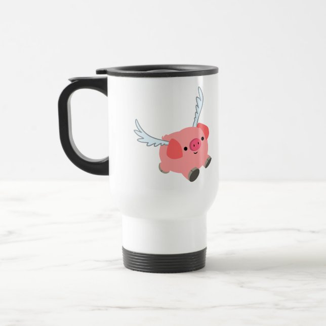 Mignonne aile caricature Cochon Commuter Mug (Gauche)