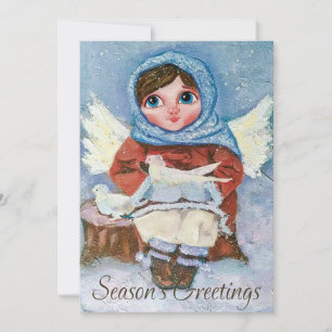 Mignonne Ange Avec Carte De Vacances De Noël De La