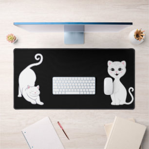 Mignonne Animes de chats blancs sur noir