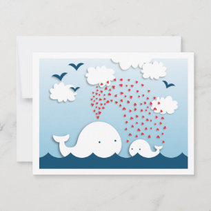 Mignonne baleines blanches Words Conseil Carte pos