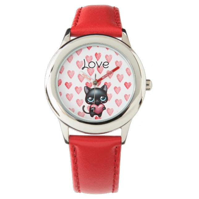 Mignonne Black chat montre coeur (devant)