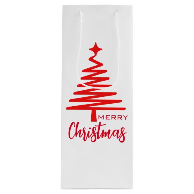 Mignonne blanc rouge Joyeux sac de vin de Noël (Devant)
