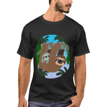 Mignonne Cartoon Mère Sloth Et Baby T-Shirt