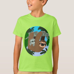 Mignonne Cartoon Mère Sloth Et T-Shirts Pour Garço
