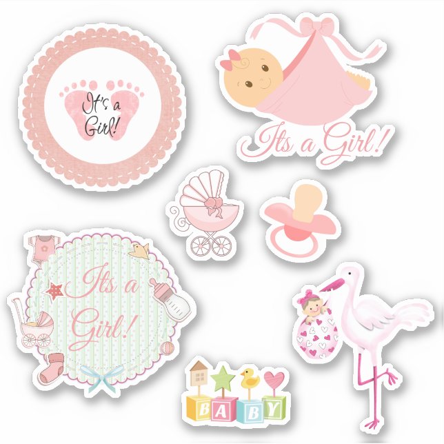 Mignonne C'est une fille Pink Baby Stickers (Devant)