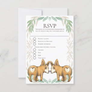Mignonne Chien Corgi Deux Pièces Mariage Gay RSVP