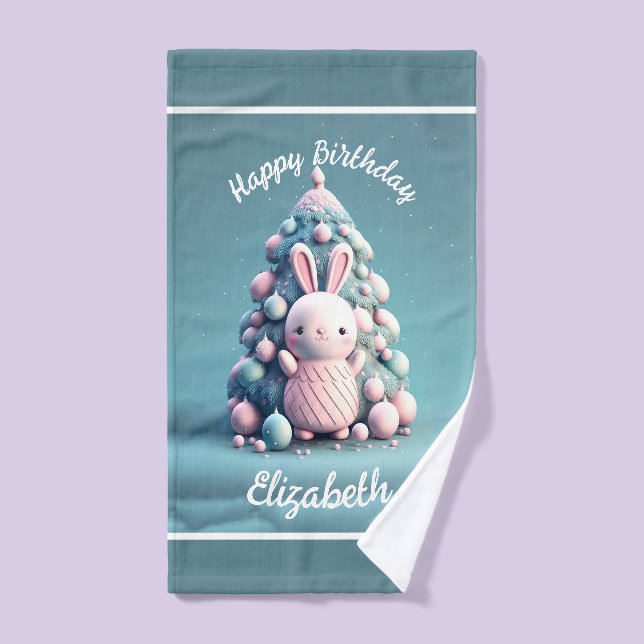 Mignonne, drôle, lapin, style kawaii (Serviette à main)
