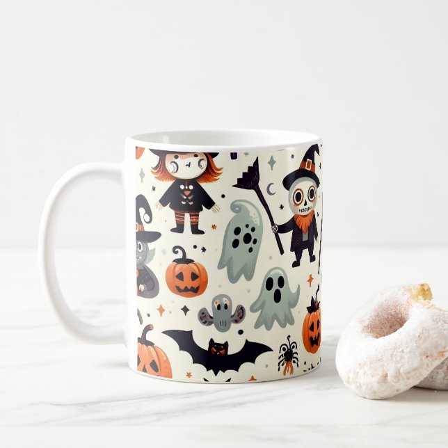 Mignonne et Éffrayante Mug Motif d'Halloween (Avec donut)
