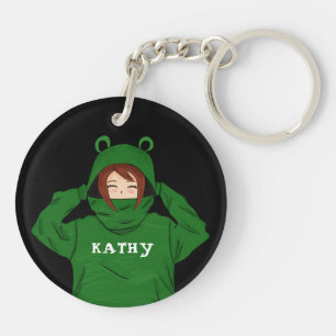 Mignonne fille avec grenouille verte Hoody Dessin 