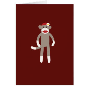 Mignonne fille Sock Singe sur rouge