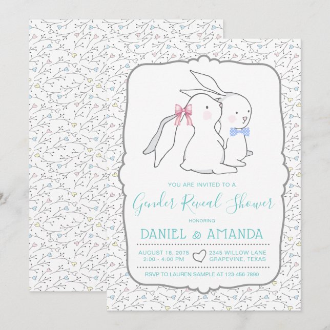 Mignonne Genre Révéler Bébé Douche Invitations (Devant / Derrière)