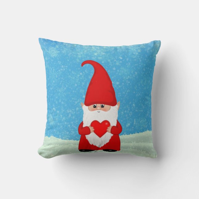 Mignonne Gnome de Noël avec oreiller de coeur (Recto)