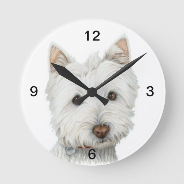 Mignonne horloge murale de chien Westie (Recto)
